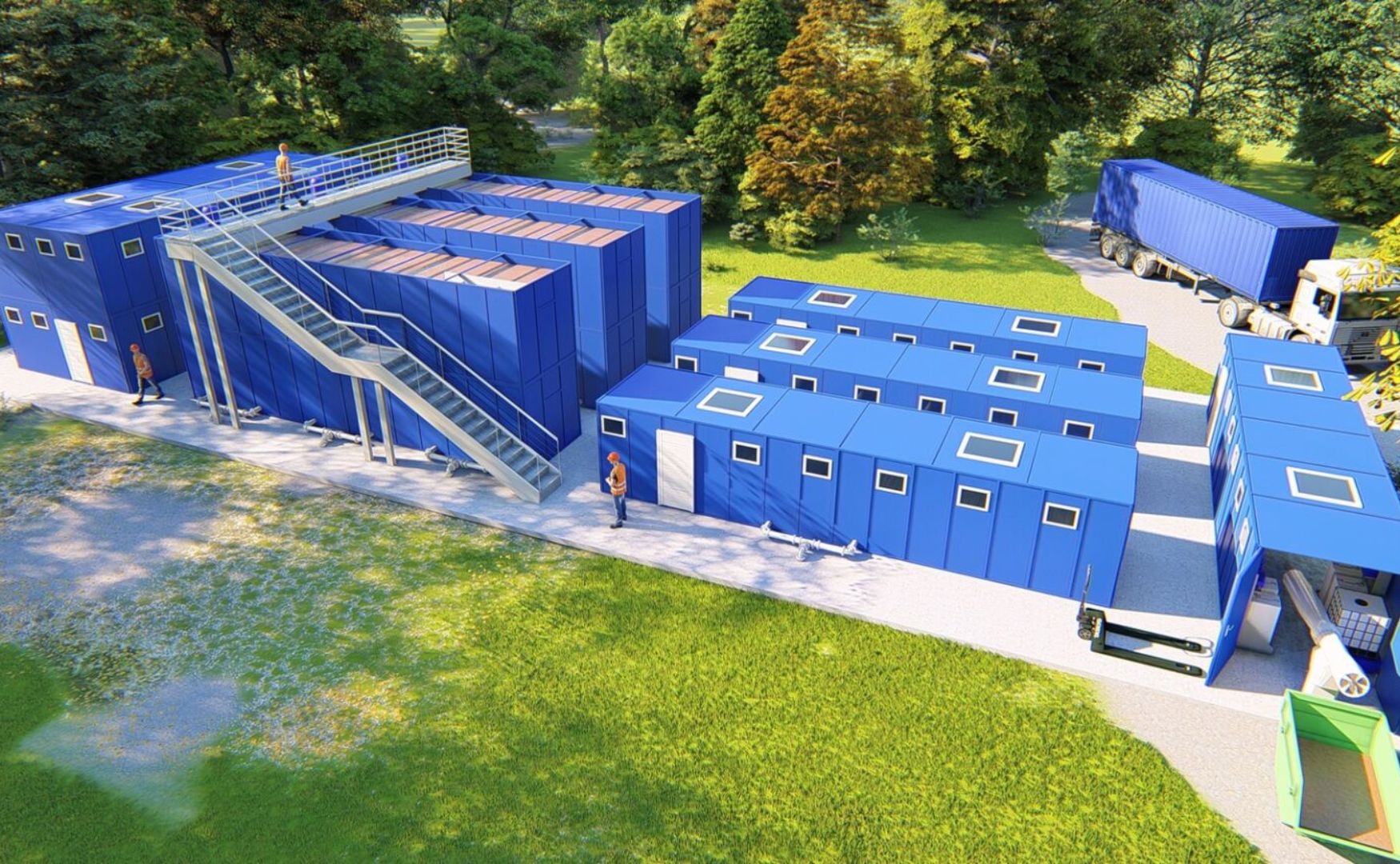 Modulair opgebouwde neerslag- en flocculatie-installatie ALMA CHEM MCW Modular in containeruitvoering