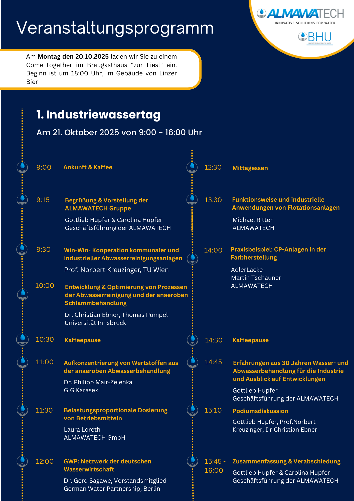 Programm der Tagung für die industrielle Wasseraufbereitung in Österreich