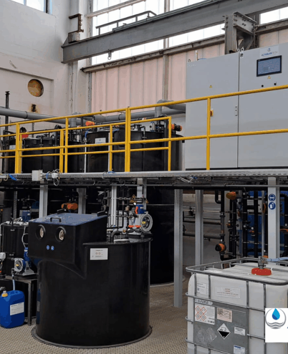 Spaltanlage zur Behandlung von Abwasser