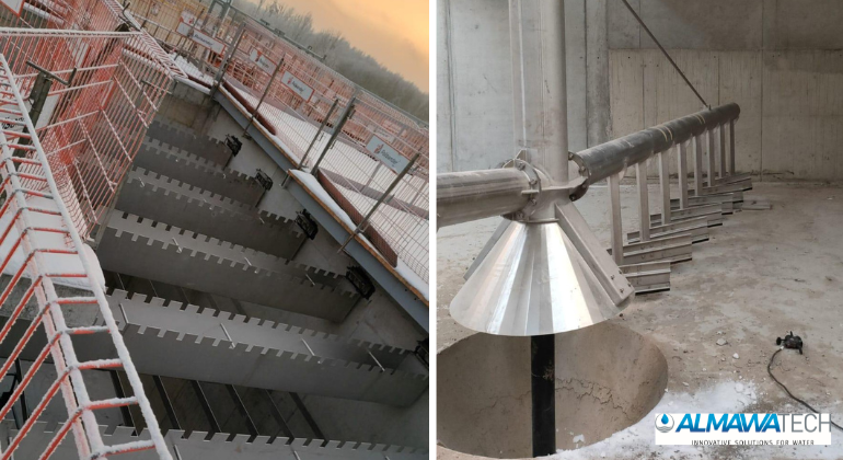 Montage Flusswasseraufbereitungsanlage mit Sedimenter